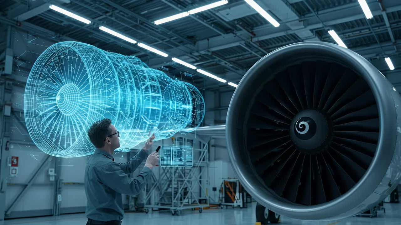 Aviation students working on aircraft