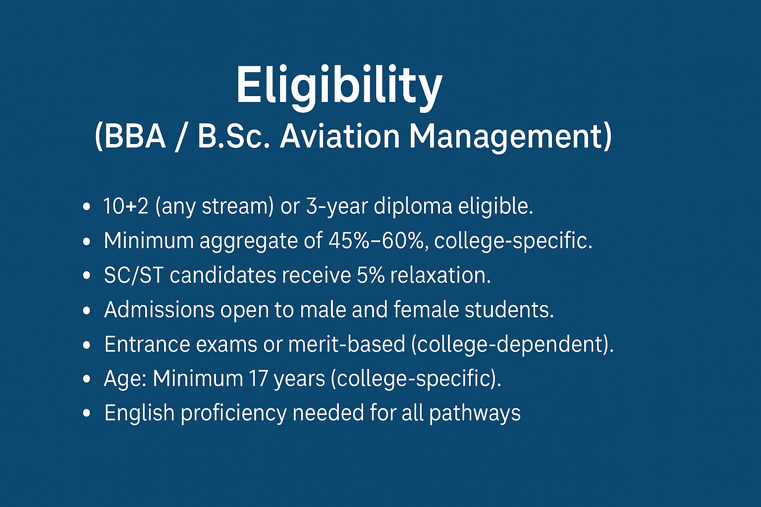 Aviation Management Eligibility